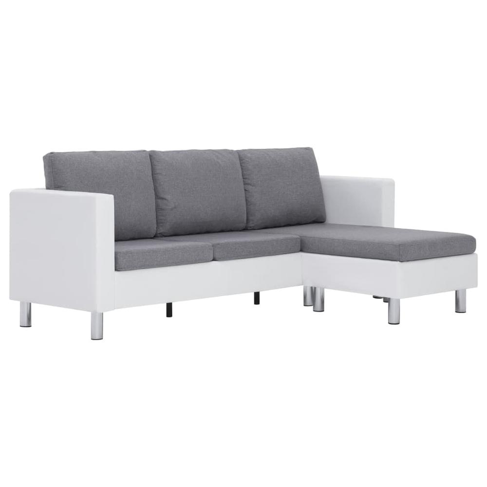 vidaXL 3-Seater Sofa with Cushions White Faux Leather, 282285. Picture 2