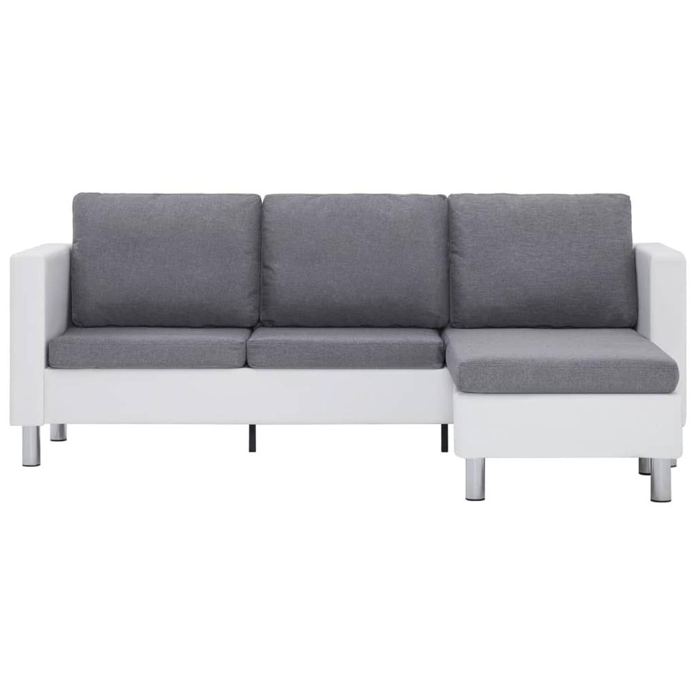 vidaXL 3-Seater Sofa with Cushions White Faux Leather, 282285. Picture 5