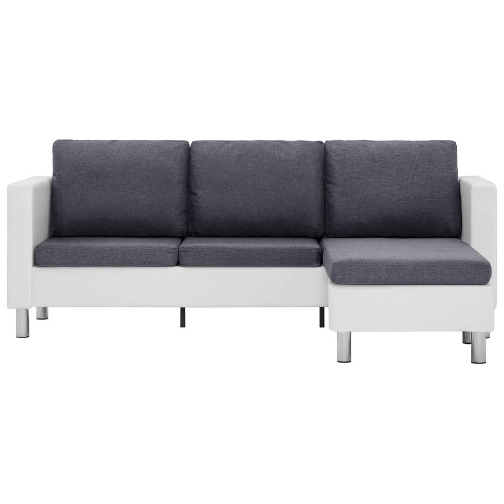 vidaXL 3-Seater Sofa with Cushions White Faux Leather, 282286. Picture 5