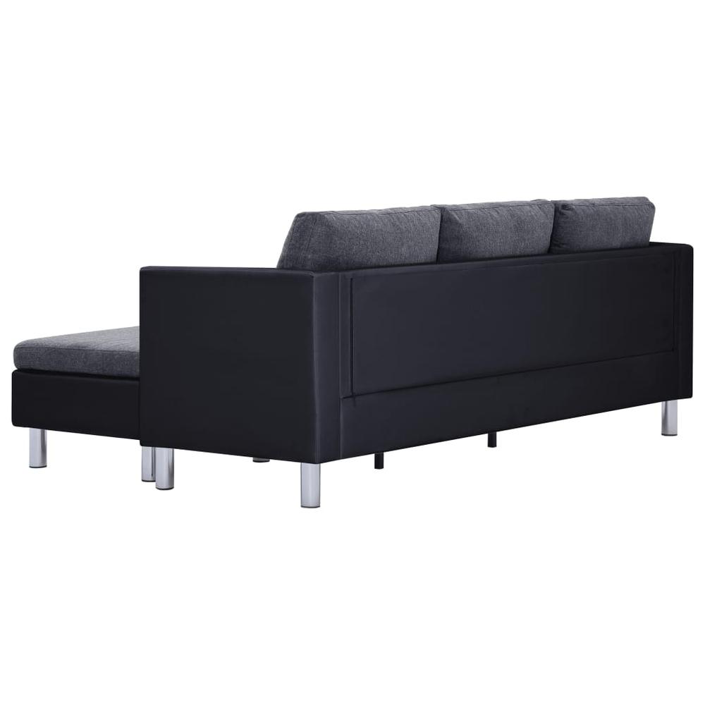 vidaXL 3-Seater Sofa with Cushions Black Faux Leather, 282288. Picture 7