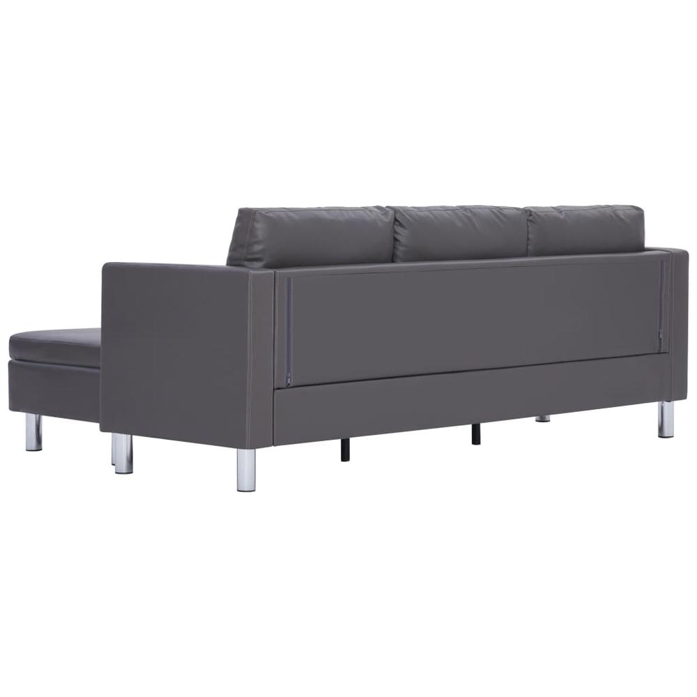 vidaXL 3-Seater Sofa with Cushions Gray Faux Leather, 282289. Picture 6
