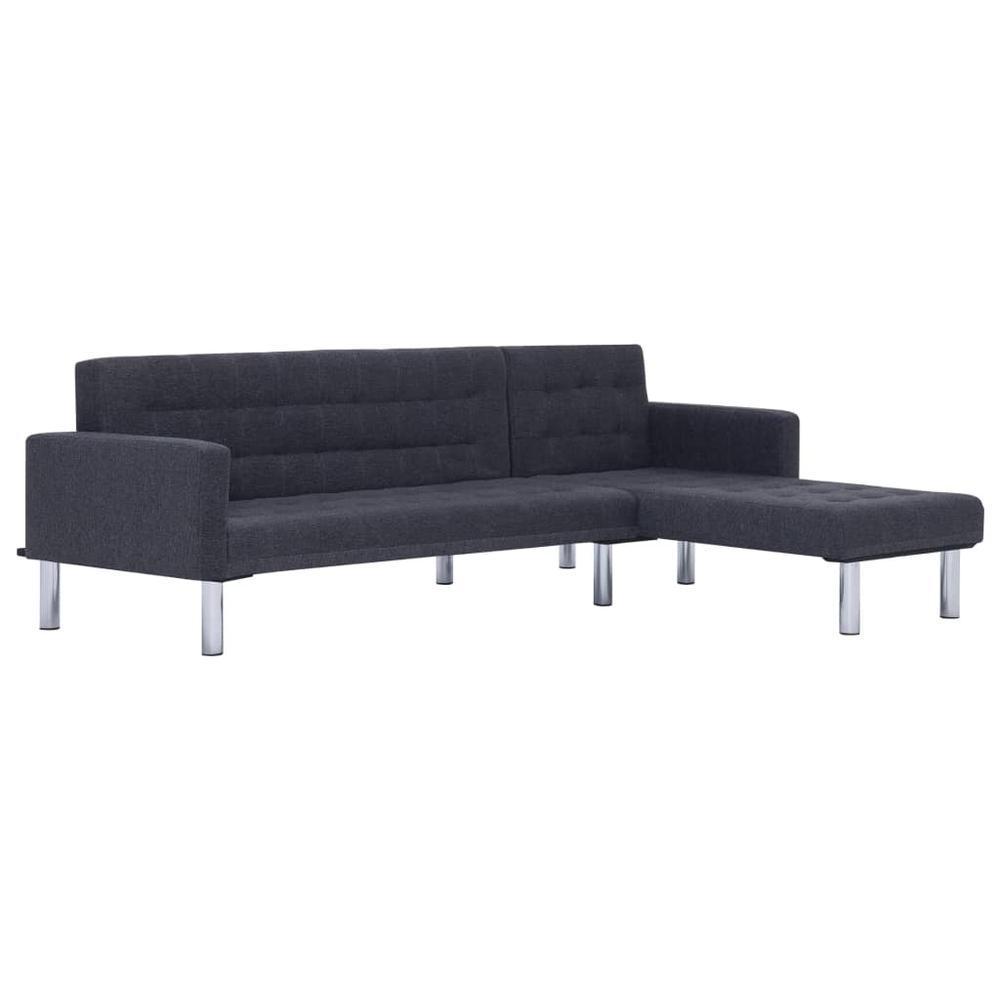 vidaXL L-shaped Sofa Bed Dark Gray Polyester, 282304. Picture 2