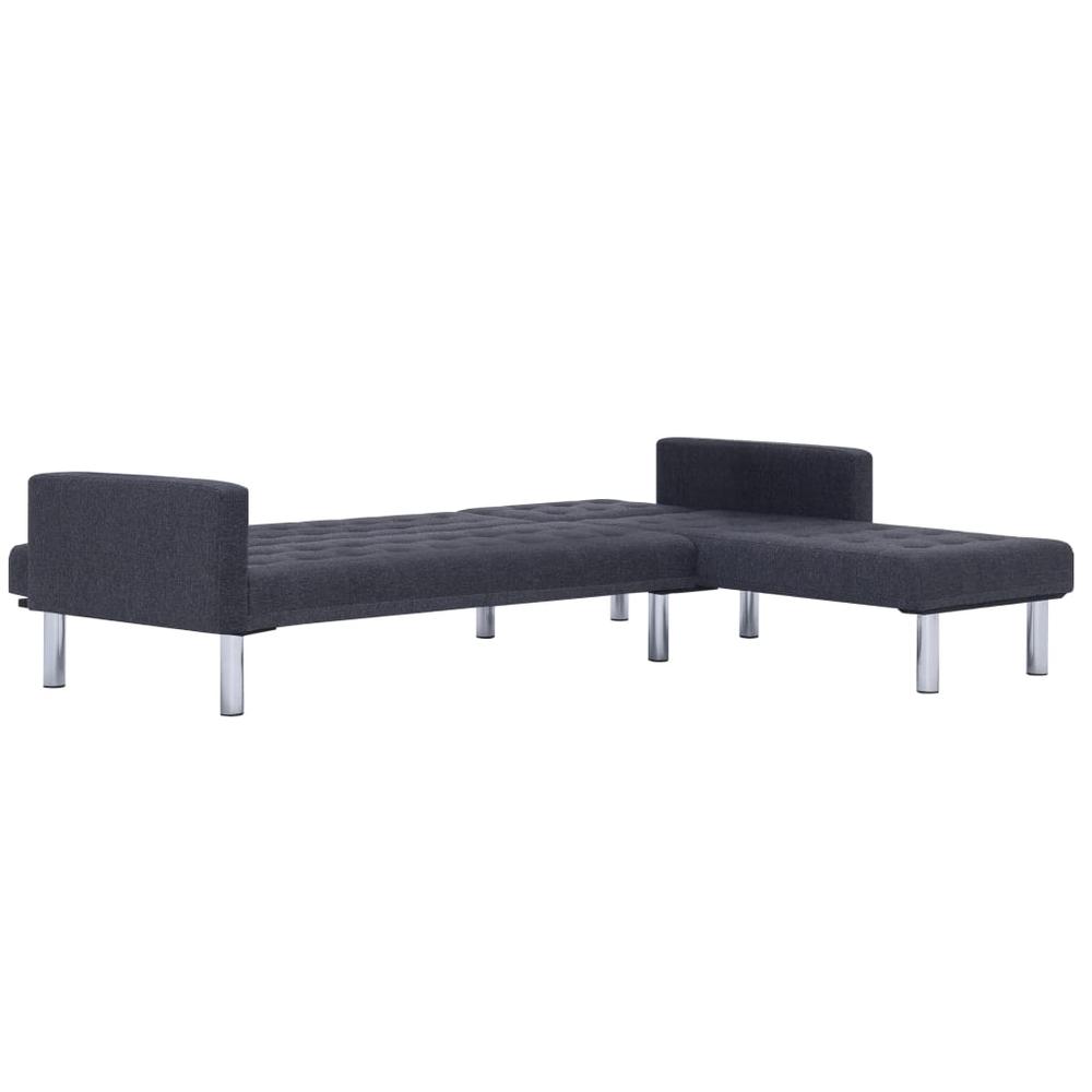 vidaXL L-shaped Sofa Bed Dark Gray Polyester, 282304. Picture 6
