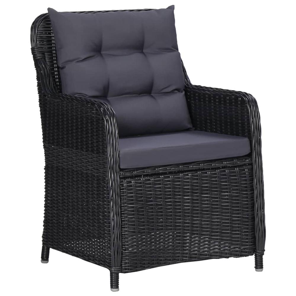 vidaXL Garden Chairs 2 pcs with Cushions Poly Rattan Black, 46548. Picture 2