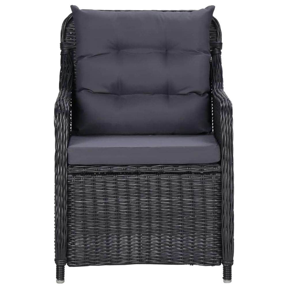 vidaXL Garden Chairs 2 pcs with Cushions Poly Rattan Black, 46548. Picture 3