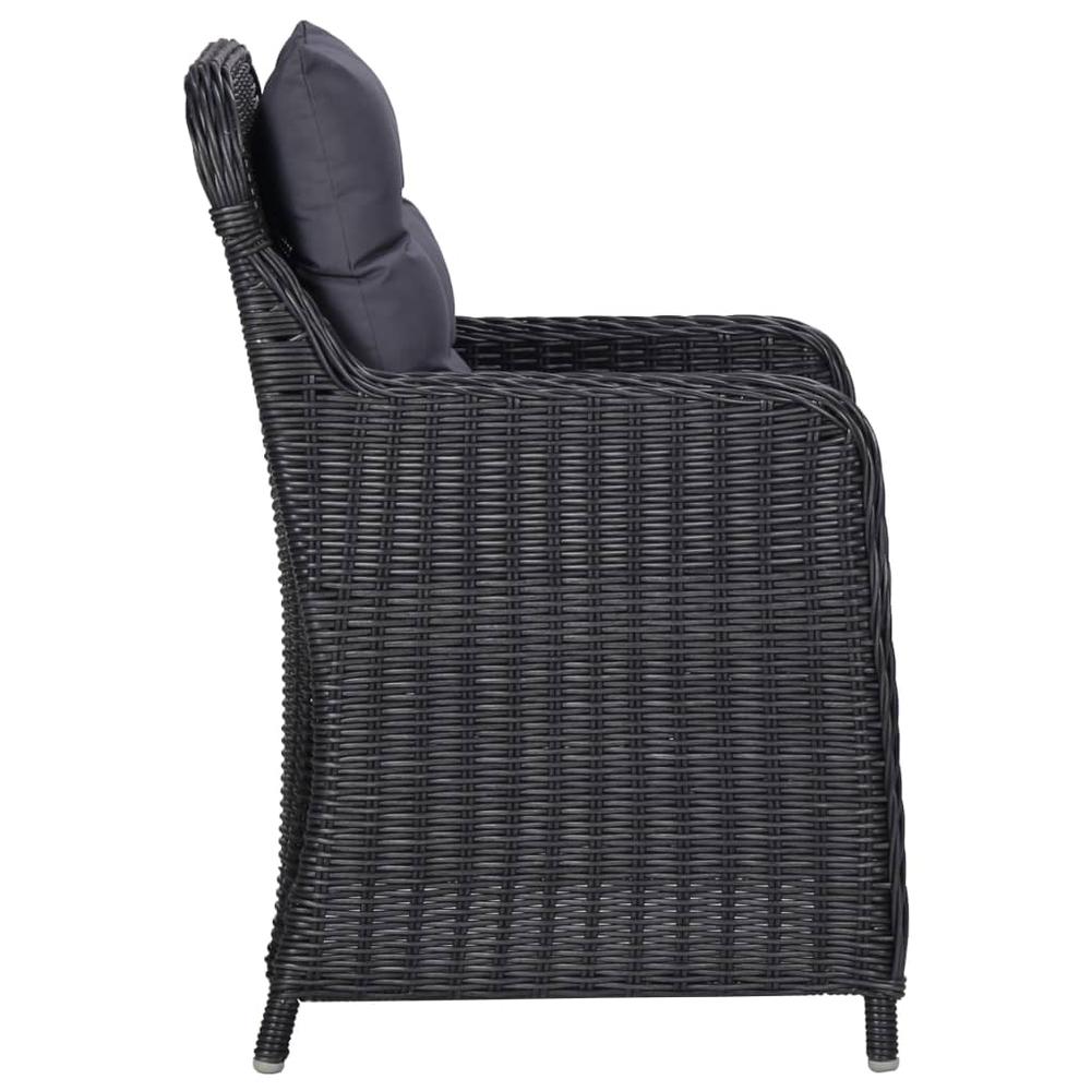 vidaXL Garden Chairs 2 pcs with Cushions Poly Rattan Black, 46548. Picture 4