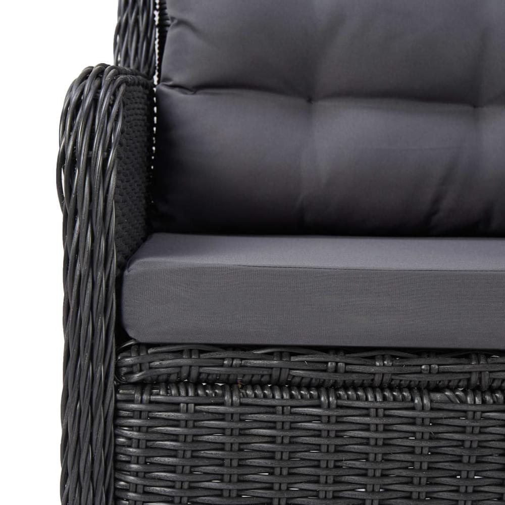 vidaXL Garden Chairs 2 pcs with Cushions Poly Rattan Black, 46548. Picture 7