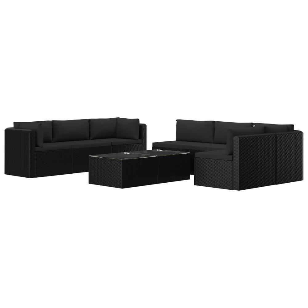 vidaXL 9 Piece Garden Lounge Set with Cushions Poly Rattan Black, 46551. Picture 2
