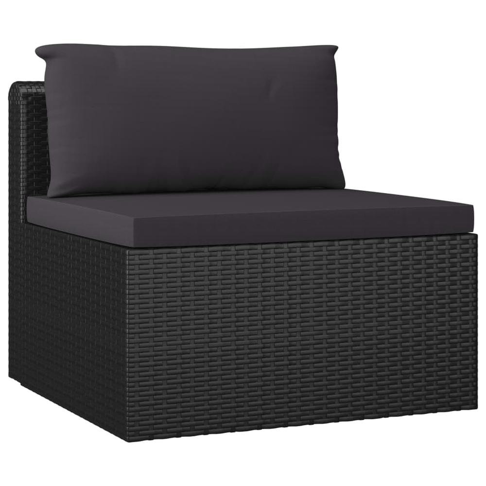 vidaXL 7 Piece Garden Lounge Set with Cushions Poly Rattan Black, 46552. Picture 5