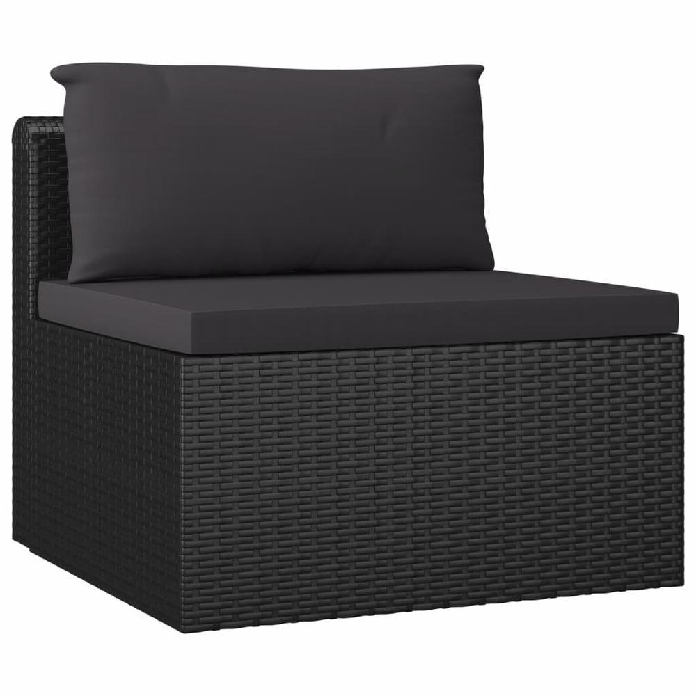 vidaXL 5 Piece Garden Lounge Set with Cushions Poly Rattan Black, 46554. Picture 6