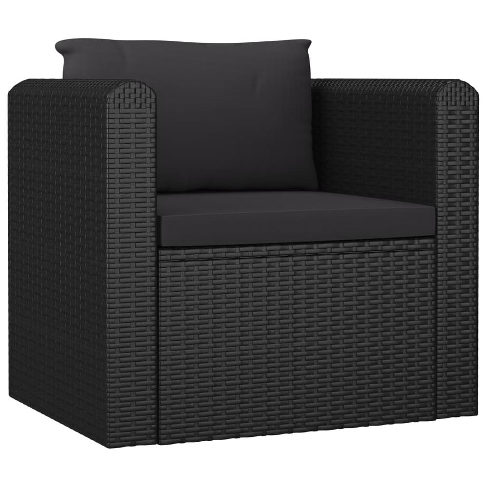 vidaXL Single Sofa with Cushions Poly Rattan Black, 46555. Picture 1