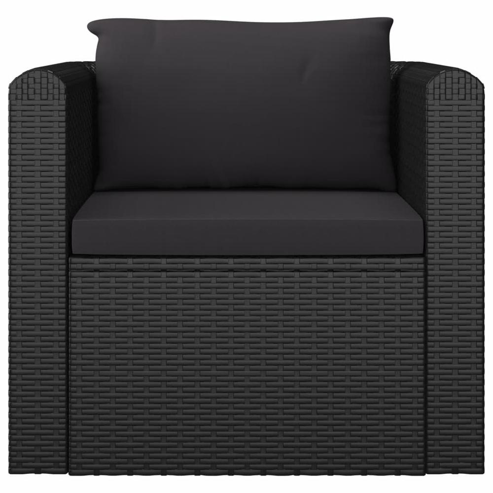 vidaXL Single Sofa with Cushions Poly Rattan Black, 46555. Picture 2