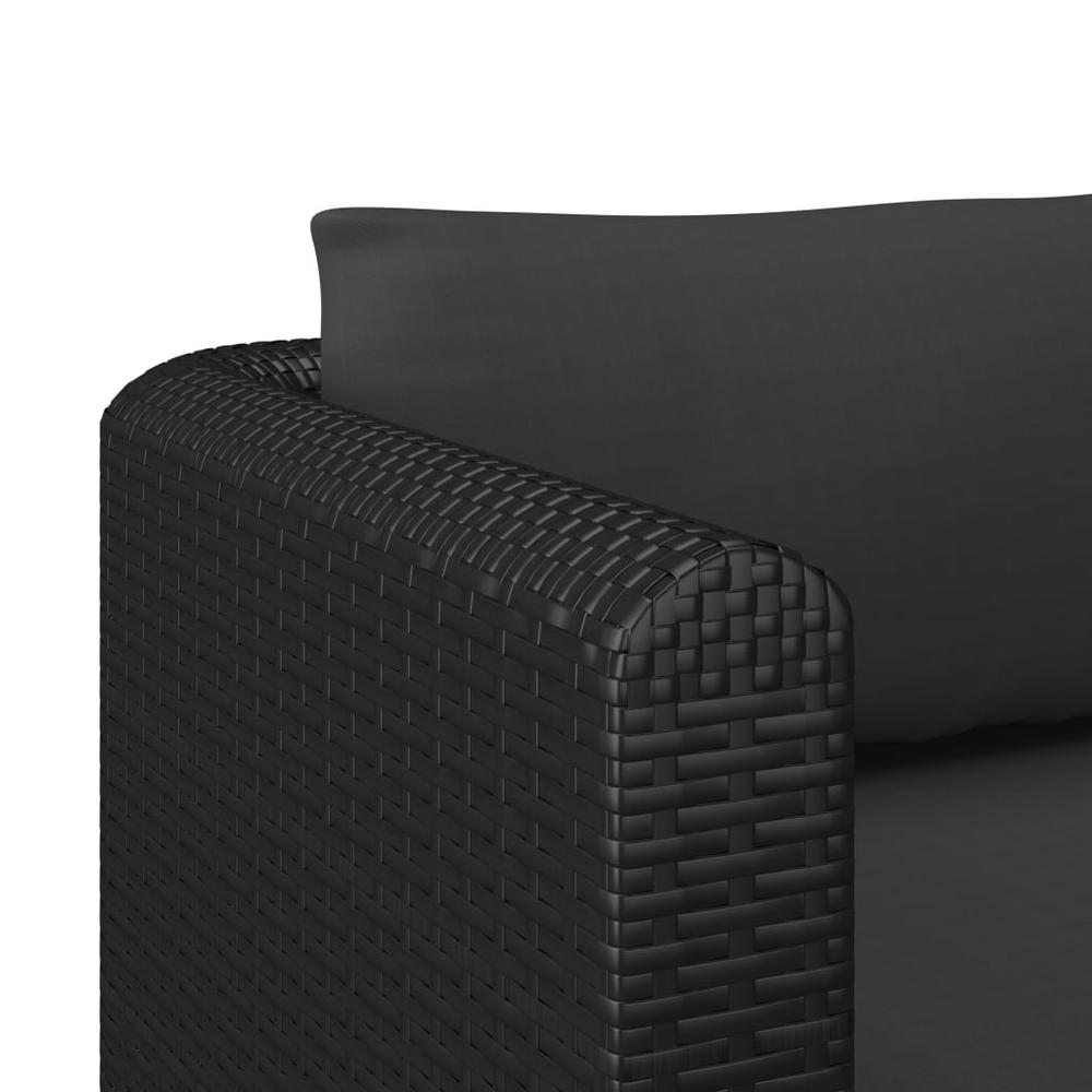 vidaXL Single Sofa with Cushions Poly Rattan Black, 46555. Picture 5