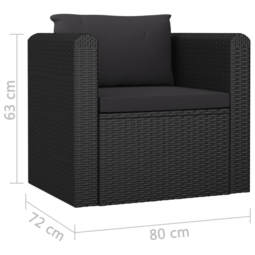 vidaXL Single Sofa with Cushions Poly Rattan Black, 46555. Picture 6