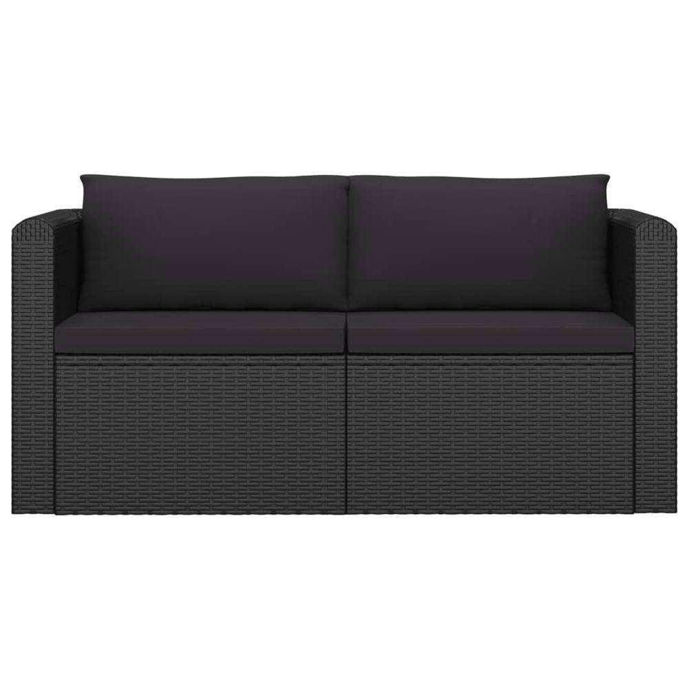 vidaXL 2 Piece Garden Sofa Set with Cushions Poly Rattan Black. Picture 2
