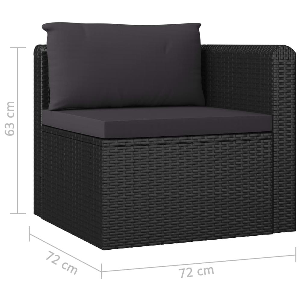 vidaXL 2 Piece Garden Sofa Set with Cushions Poly Rattan Black. Picture 6
