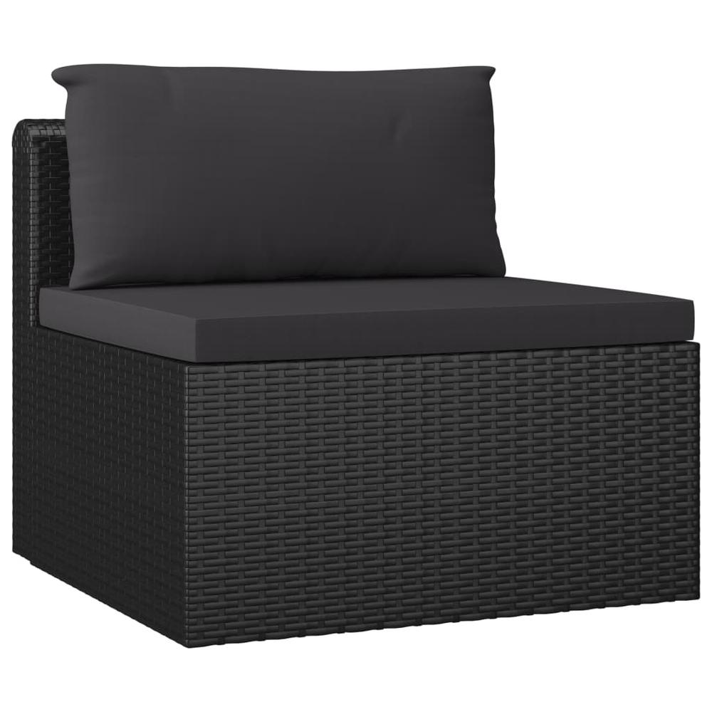 vidaXL 3 Piece Garden Sofa Set with Cushions Poly Rattan Black, 46557. Picture 6