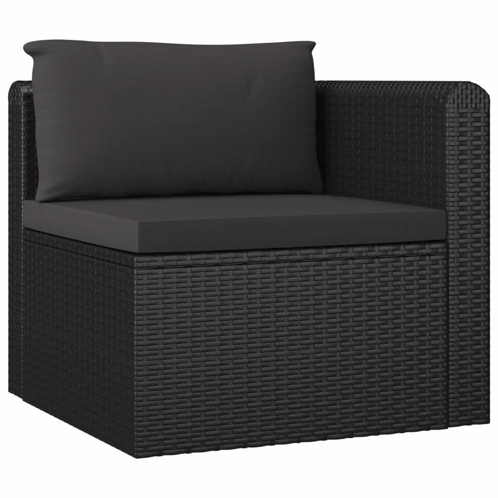 vidaXL 4 Piece Garden Sofa Set with Cushions Poly Rattan Black, 46558. Picture 5