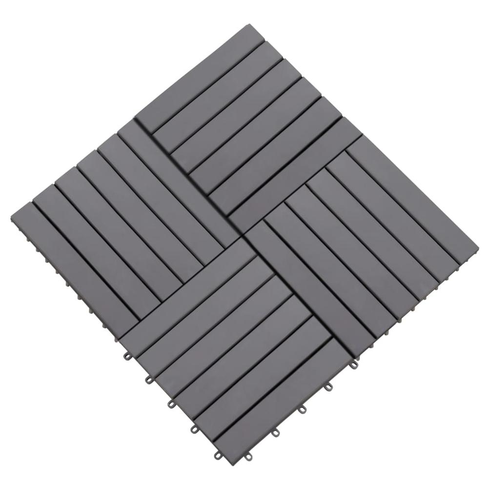vidaXL Decking Tiles 10 pcs Gray Wash 11.8"x11.8" Solid Acacia Wood, 46586. Picture 4