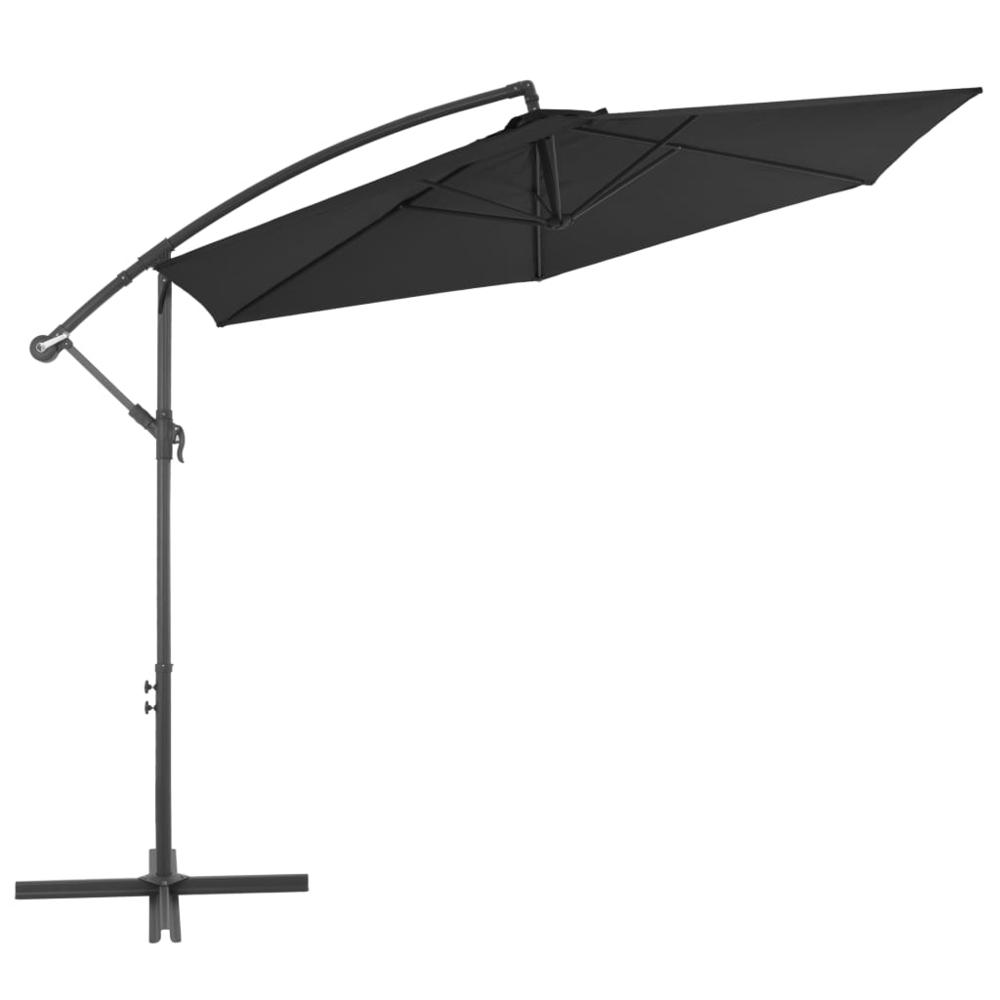 Cantilever Umbrella with Aluminum Pole 118.1" Black. Picture 1