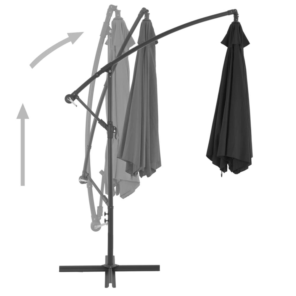 Cantilever Umbrella with Aluminum Pole 118.1" Black. Picture 3