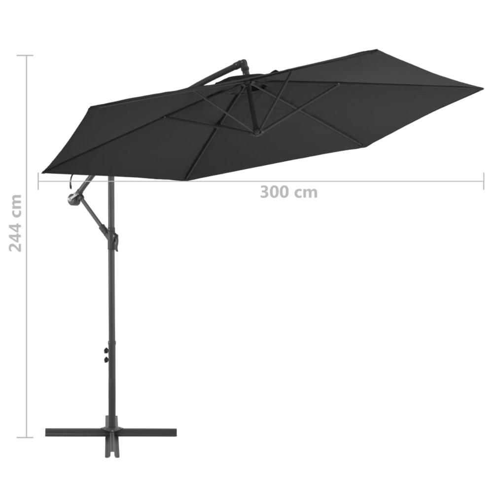 Cantilever Umbrella with Aluminum Pole 118.1" Black. Picture 7