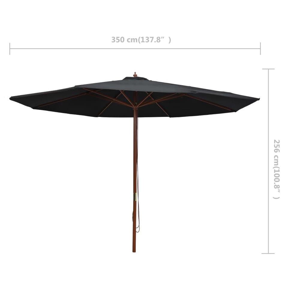 vidaXL Outdoor Parasol with Wooden Pole 137.8" Black. Picture 6