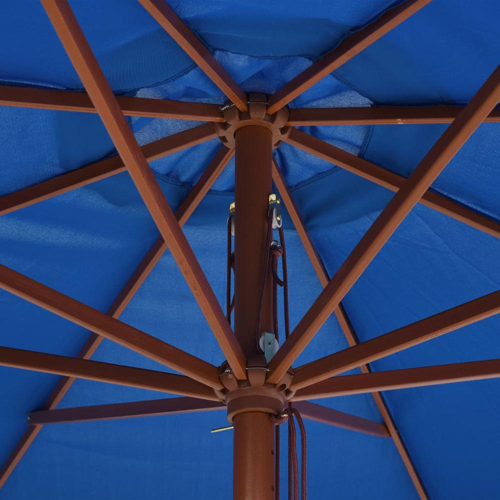 vidaXL Outdoor Parasol with Wooden Pole 137.8" Blue. Picture 5