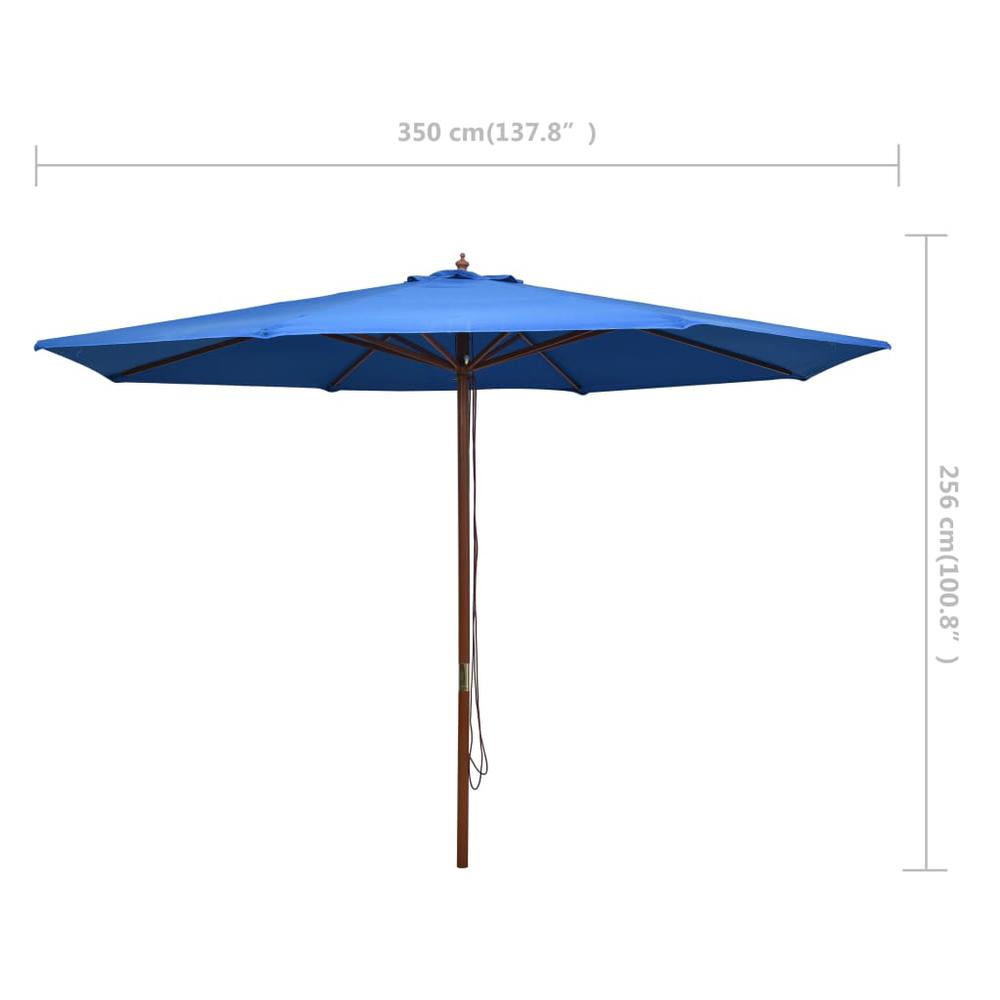 vidaXL Outdoor Parasol with Wooden Pole 137.8" Blue. Picture 6