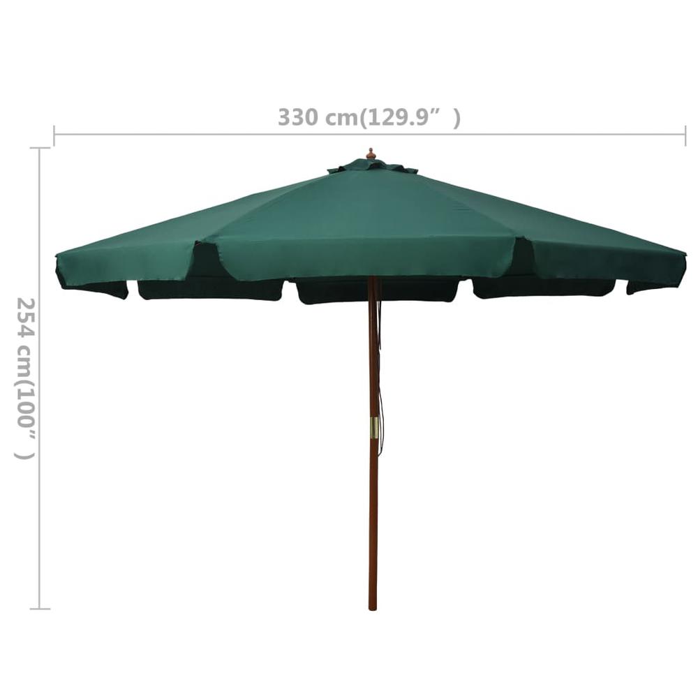 vidaXL Outdoor Parasol with Wooden Pole 129.9" Green. Picture 5
