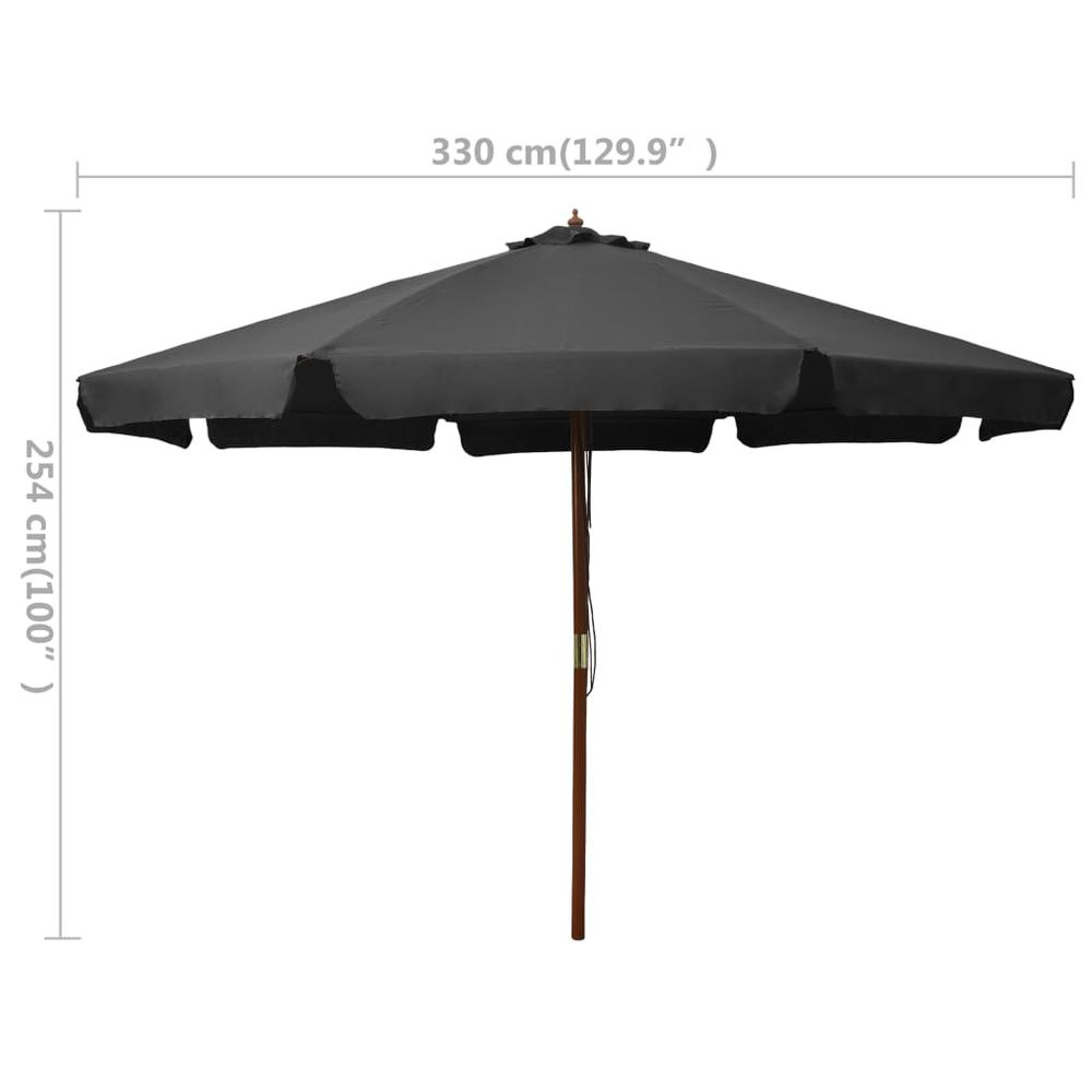 vidaXL Outdoor Parasol with Wooden Pole 129.9" Anthracite. Picture 5