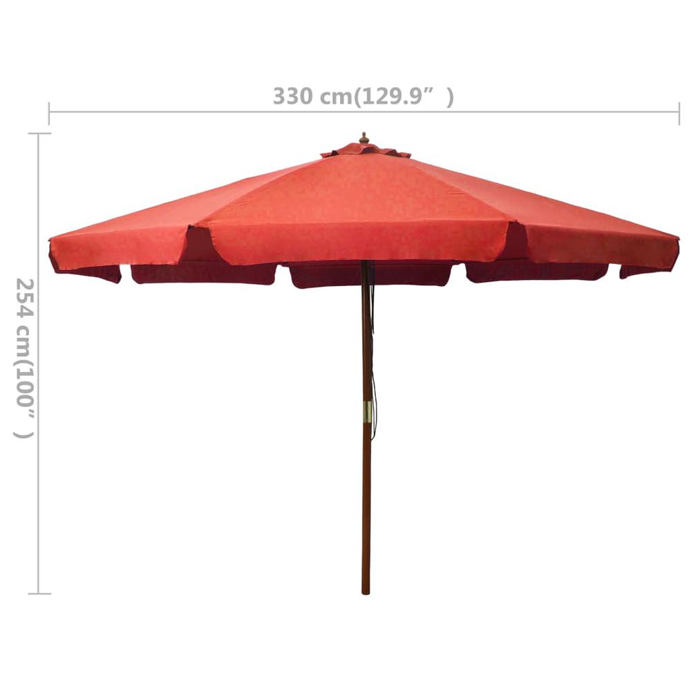 vidaXL Outdoor Parasol with Wooden Pole 129.9" Terracotta. Picture 5