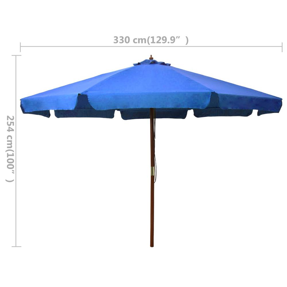 vidaXL Outdoor Parasol with Wooden Pole 129.9" Azure. Picture 5