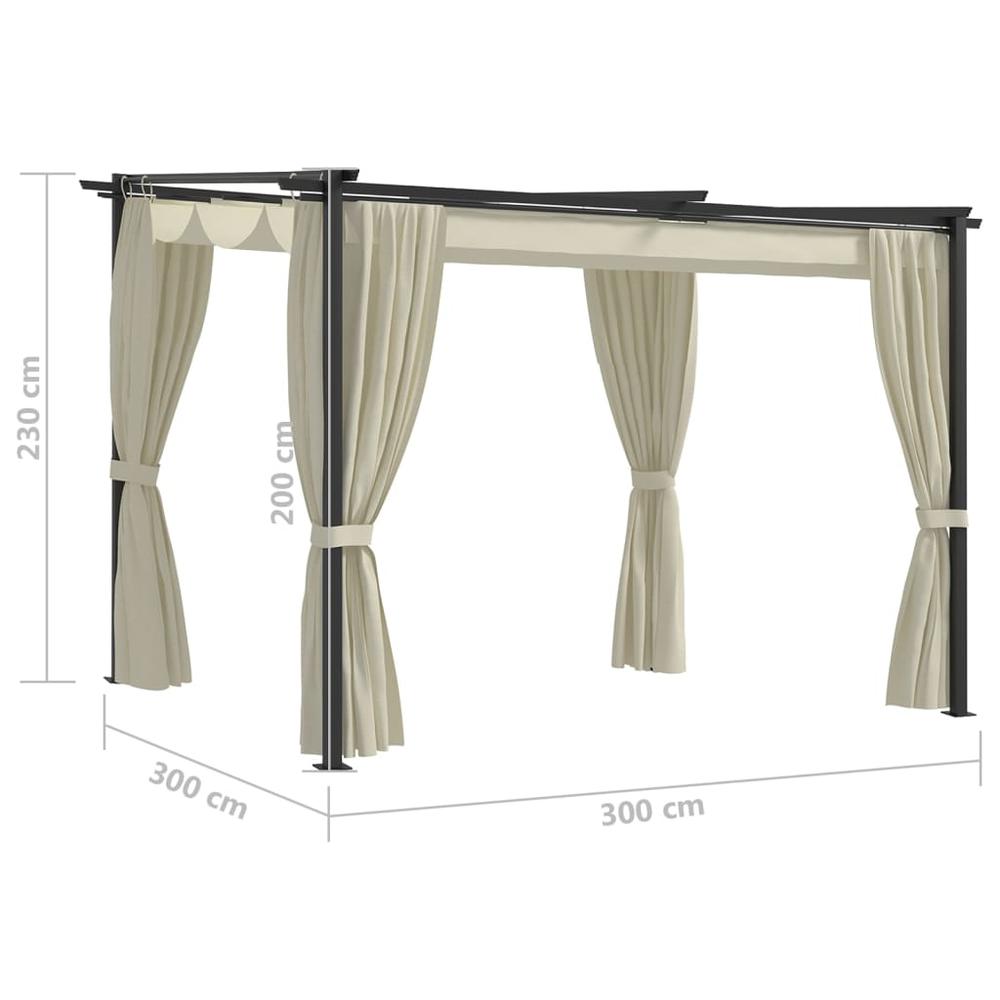 Gazebo with Curtains 9.8'x9.8' Cream Steel. Picture 3