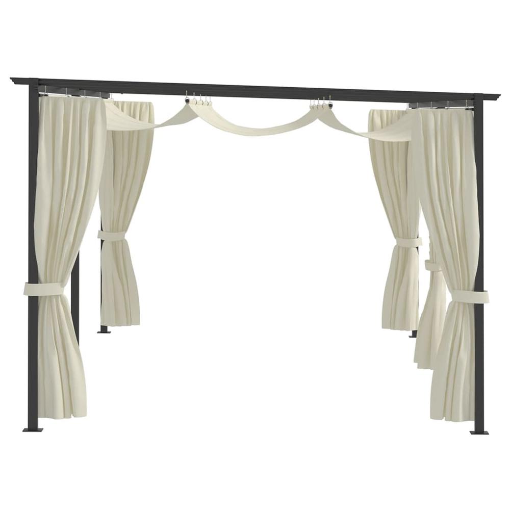 Gazebo with Curtains 9.8'x19.7' Cream Steel. Picture 1