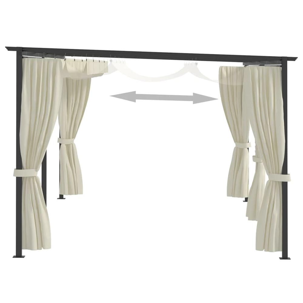Gazebo with Curtains 9.8'x19.7' Cream Steel. Picture 2