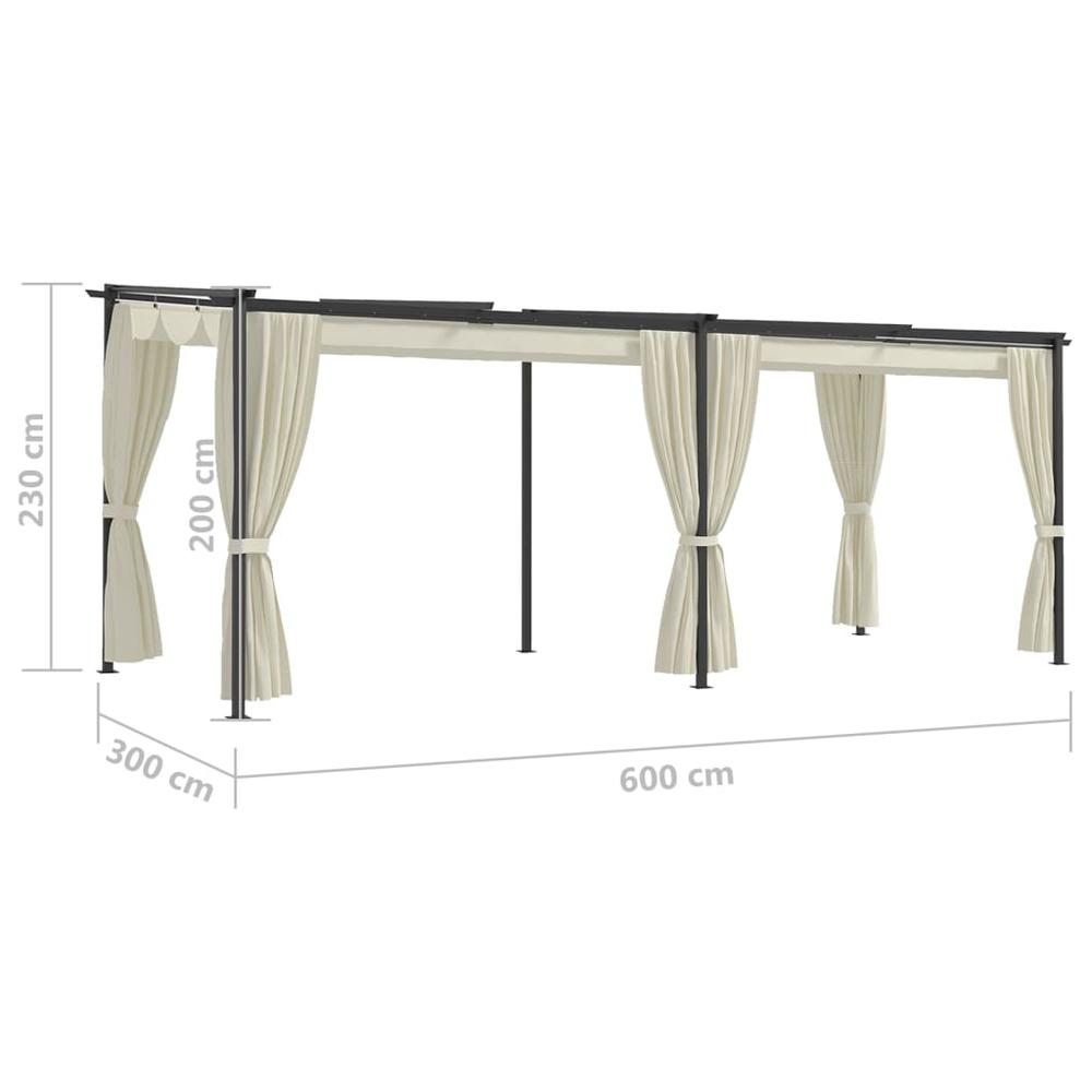 Gazebo with Curtains 9.8'x19.7' Cream Steel. Picture 3