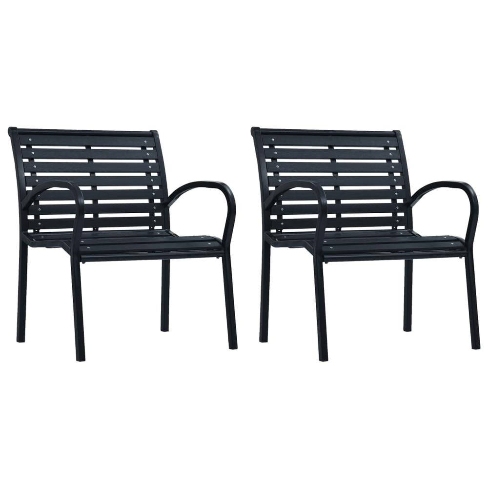 vidaXL Garden Chairs 2 pcs Black Steel and WPC, 47939. Picture 1