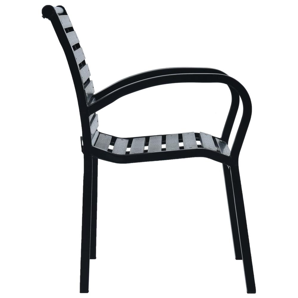 vidaXL Garden Chairs 2 pcs Black Steel and WPC, 47939. Picture 4