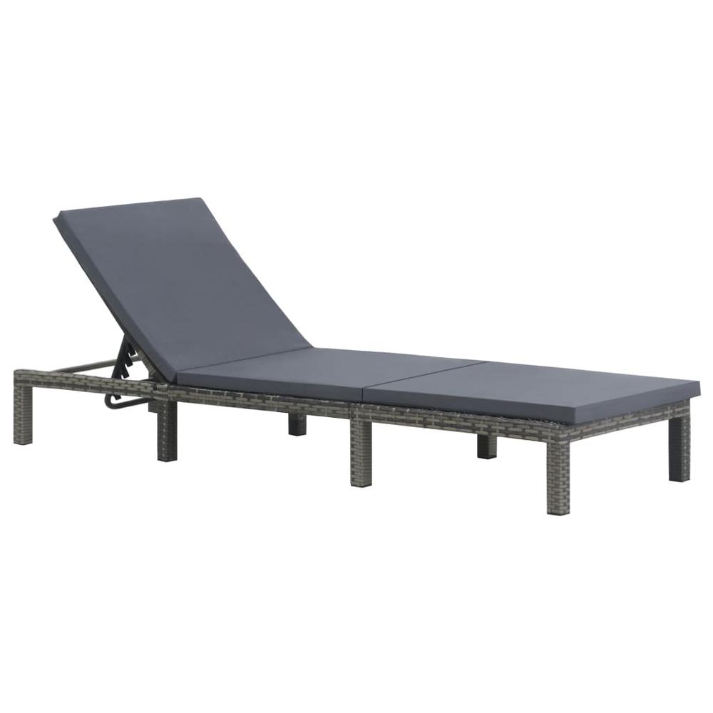 vidaXL Sun Lounger with Cushion Poly Rattan Anthracite, 47752. Picture 1