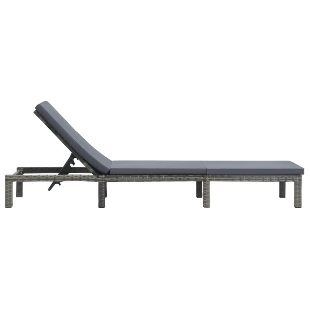 vidaXL Sun Lounger with Cushion Poly Rattan Anthracite, 47752. Picture 3