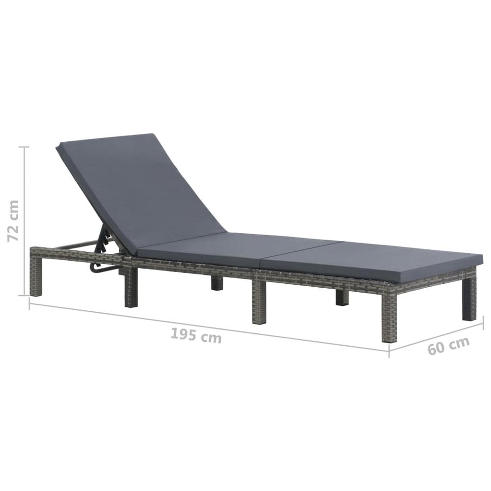 vidaXL Sun Lounger with Cushion Poly Rattan Anthracite, 47752. Picture 6
