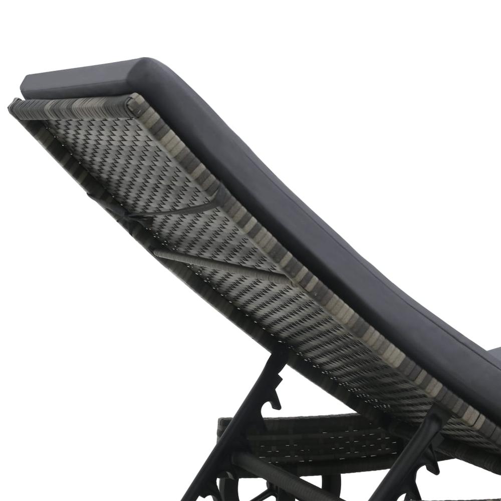 vidaXL Sun Lounger with Wheels and Cushion Poly Rattan Anthracite. Picture 5