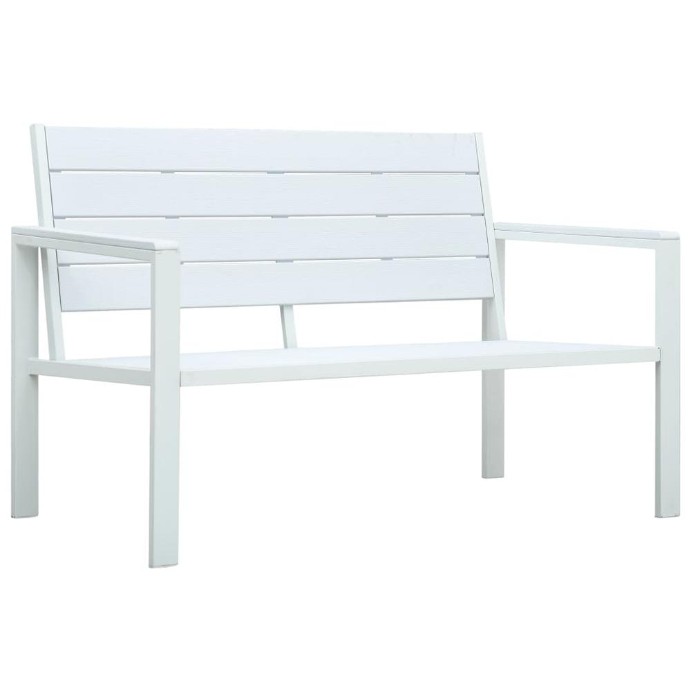 vidaXL Garden Bench 47.2" HDPE White Wood Look, 47870. Picture 1