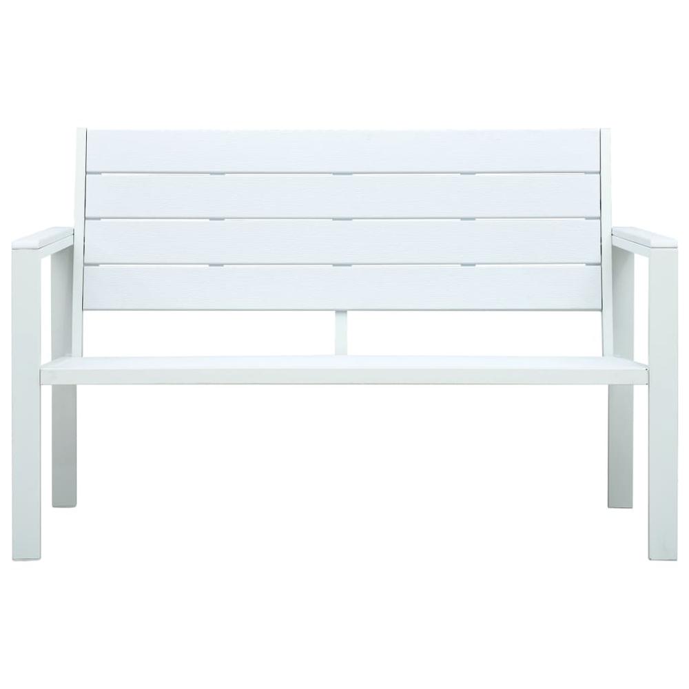 vidaXL Garden Bench 47.2" HDPE White Wood Look, 47870. Picture 2