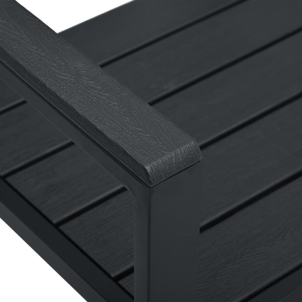 vidaXL Garden Bench 47.2" HDPE Black Wood Look, 47878. Picture 5
