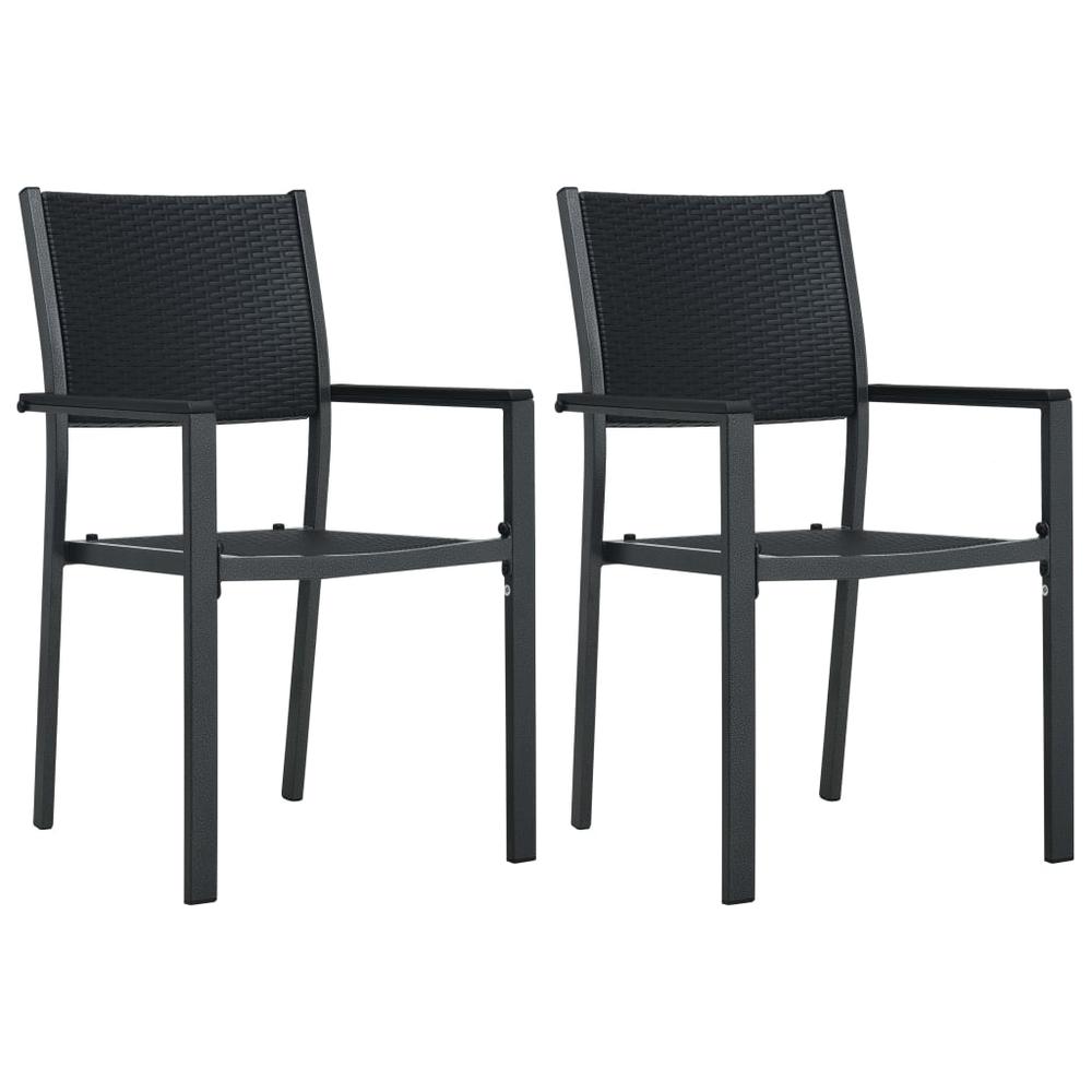 vidaXL Garden Chairs 2 pcs Black Plastic Rattan Look, 47889. Picture 1