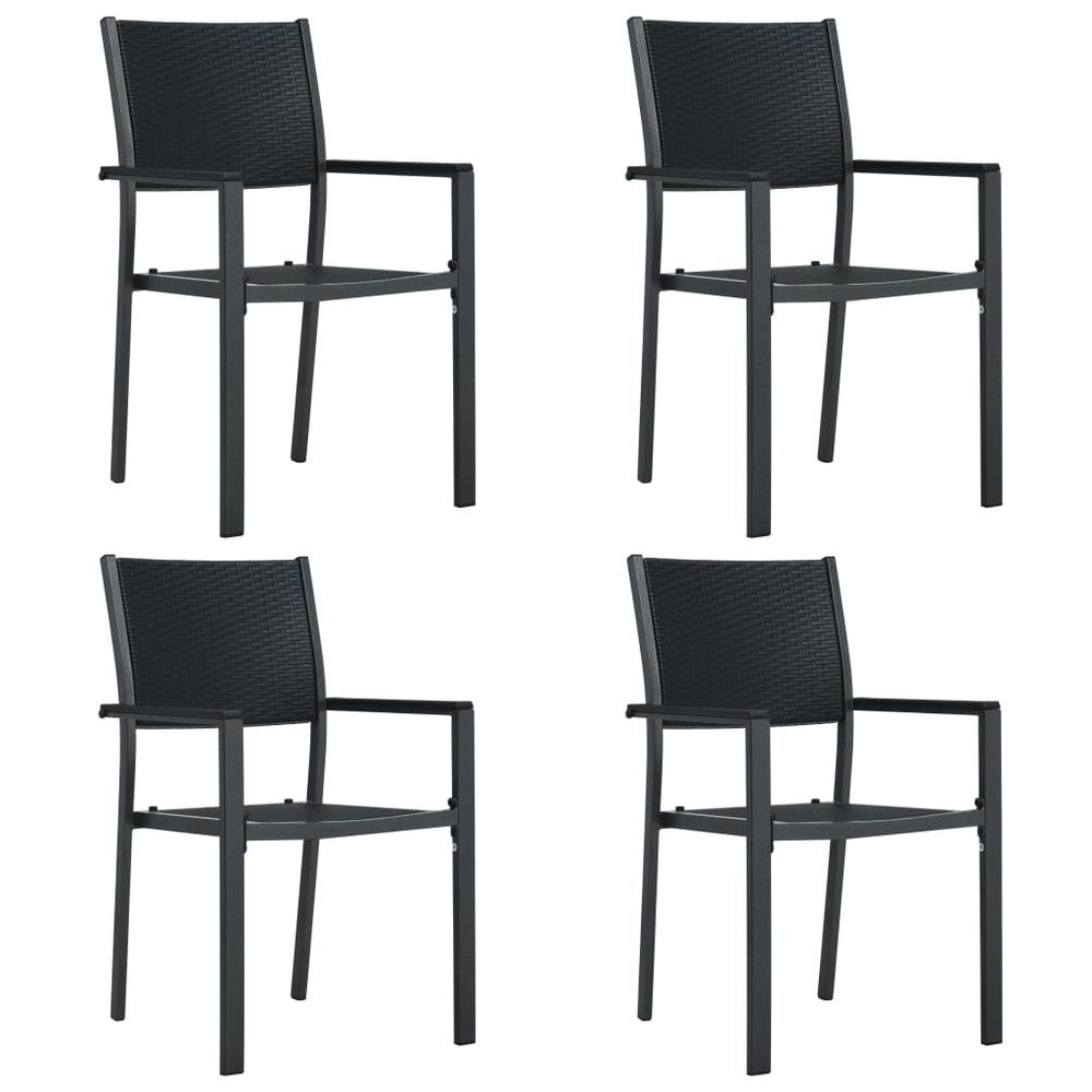 vidaXL Garden Chairs 4 pcs Black Plastic Rattan Look, 47890. Picture 1