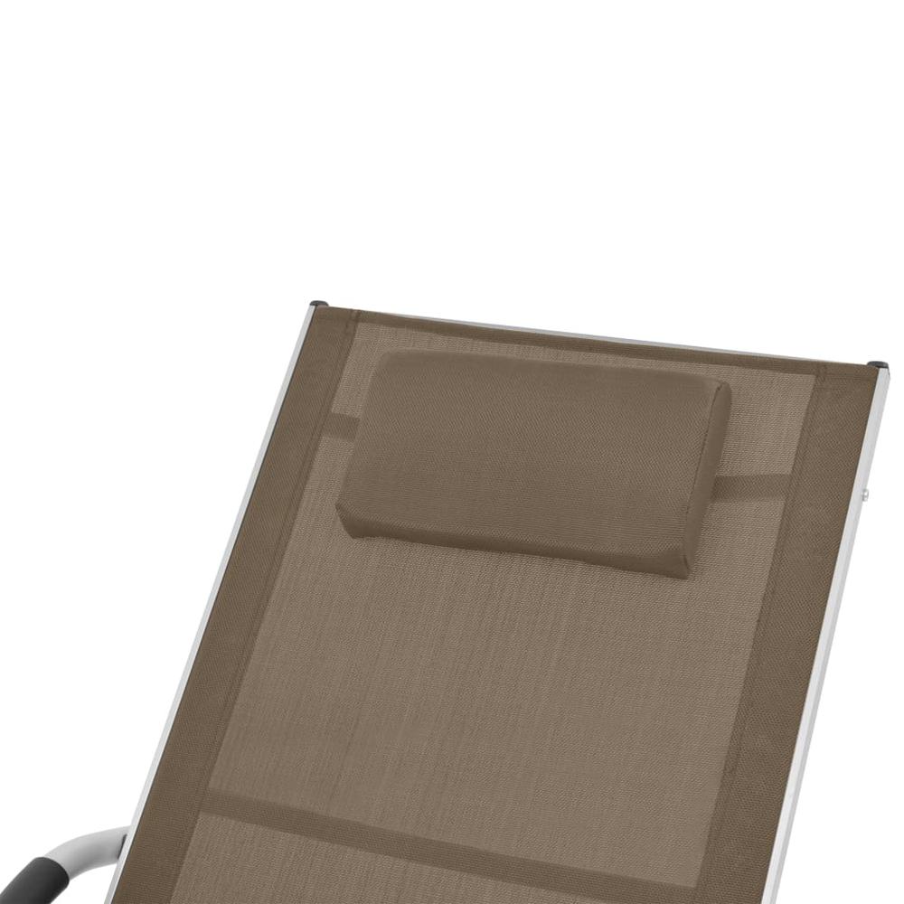 vidaXL Sun Lounger with Pillow Aluminum and Textilene Taupe. Picture 5
