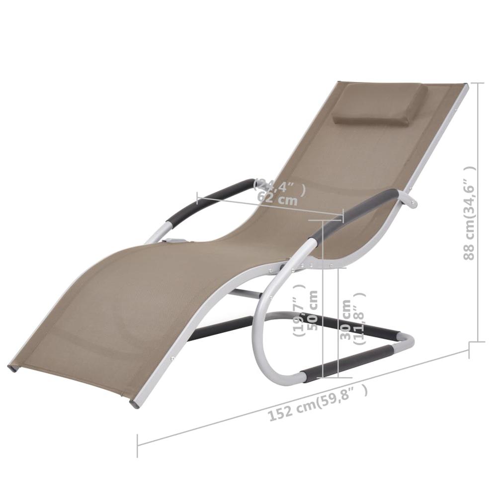 vidaXL Sun Lounger with Pillow Aluminum and Textilene Taupe. Picture 8